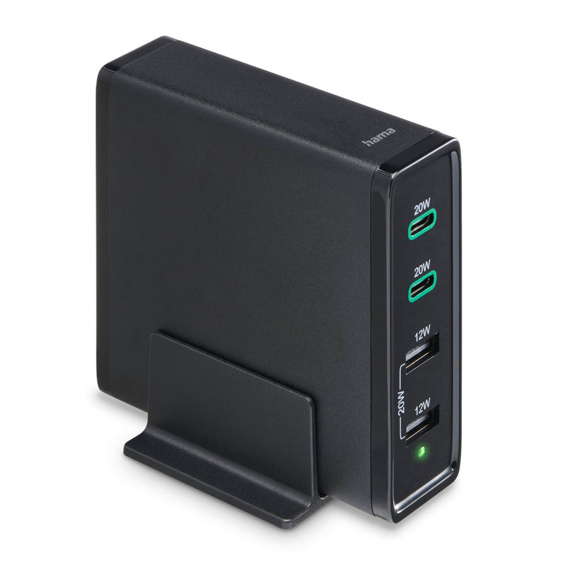 Hama Ladestation 4 Ports, Schnellladegerät, 2x USB-C, 2x USB-A, PD, 60 W, SW