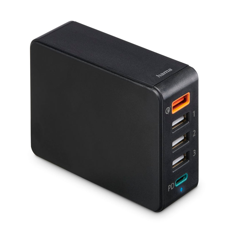 Hama Schnellladegerät 1x USB-C, 4x USB-A, PD, 51 W, mit Netzstecker, Schwarz