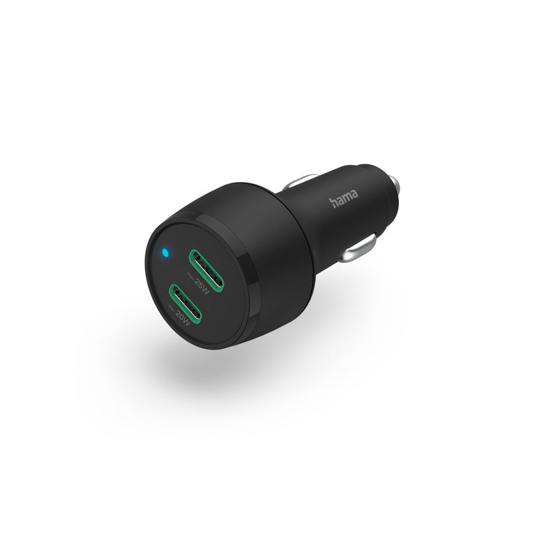 Hama Schnellladegerät Auto, 2x USB-C, PD, 45 W, Schwarz