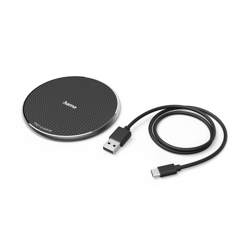 Hama Wireless Charger "QI-FC10", 10 W, kabelloses Smartphone-Ladepad, Schwarz