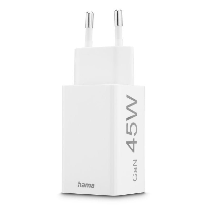 Hama Schnellladegerät 1x USB-C, 1x USB-A, Mini-Ladegerät, PD, 45 W, Weiss