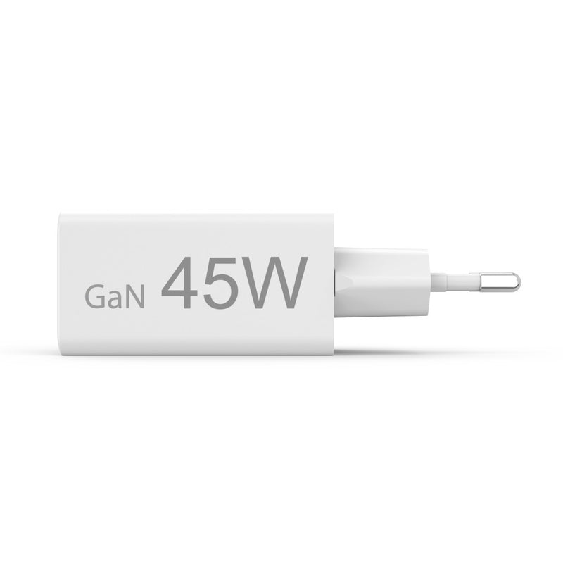 Hama Schnellladegerät 1x USB-C, 1x USB-A, Mini-Ladegerät, PD, 45 W, Weiss