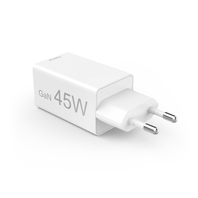 Hama Schnellladegerät GaN, 1x USB-C, 2x USB-A, Mini-Ladegerät, PD, 45 W, Weiss