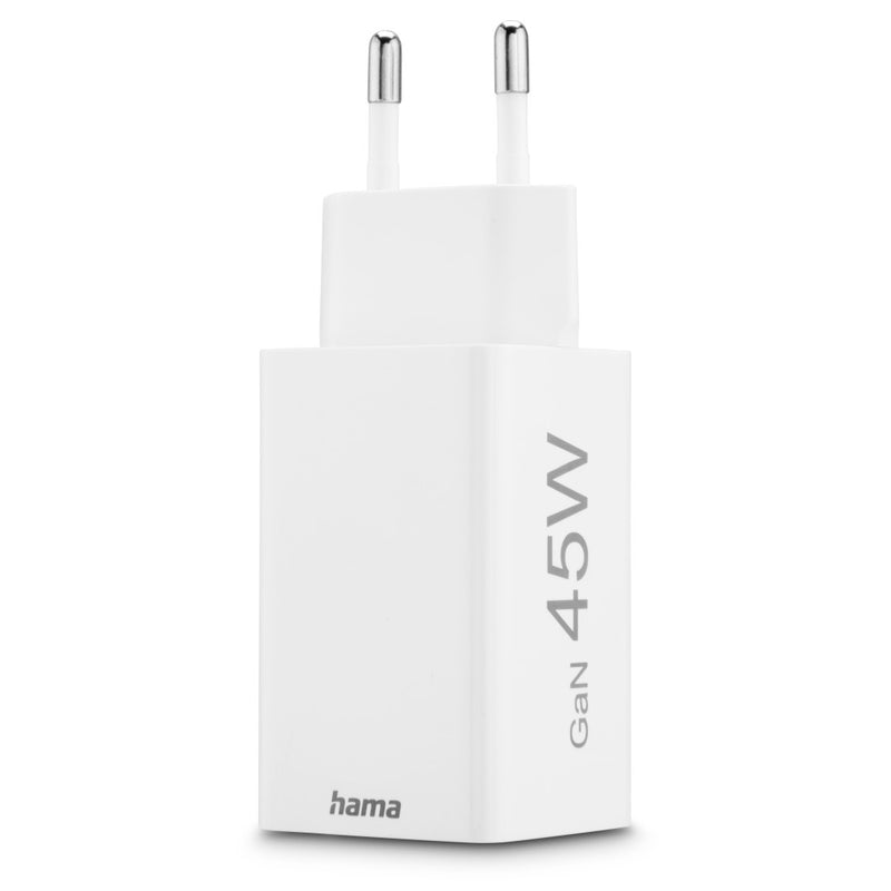 Hama Schnellladegerät GaN, 1x USB-C, 2x USB-A, Mini-Ladegerät, PD, 45 W, Weiss