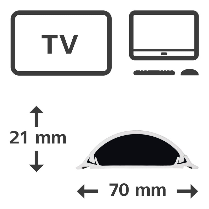 Hama Kabelkanal selbstklebend, halbrund, 100 x 7 x 2,1 cm, PVC, Weiss