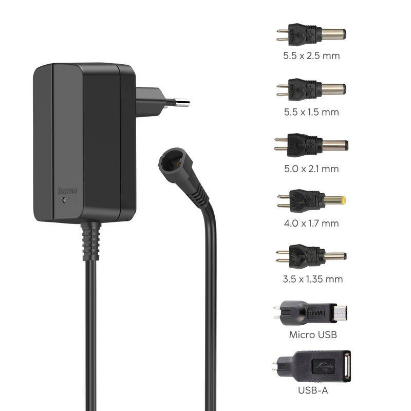 Hama Schaltnetzteil universal, einstellbar, 1000mA, 12W, max. 12V, 7 Adapter