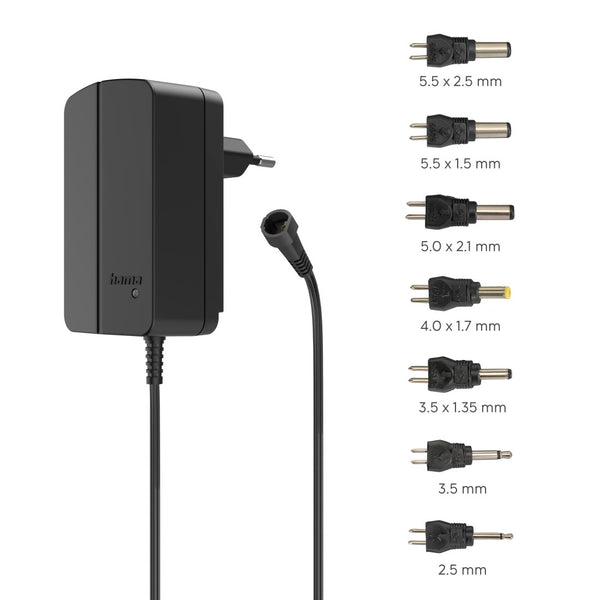 Hama Schaltnetzteil universal, einstellbar, 1500mA, 24W, max. 24V, 7 Adapter