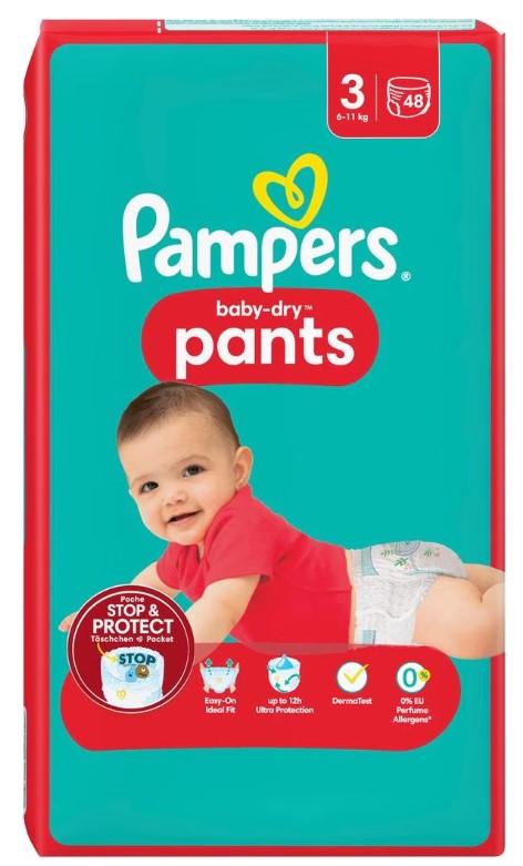 Pampers Windel Baby Dry Windelhosen 48Stück Size 3 (6-11kg)