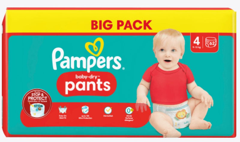 Pampers Pants Baby-Dry Pants Gr.4 9- 15kg A 62 Stk.