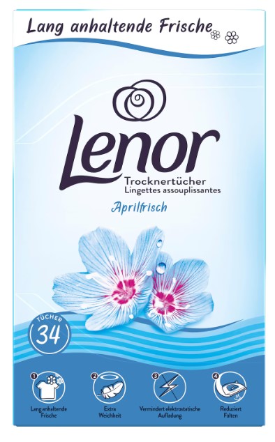 Lenor Waschmitteltücher 34 Stück Dryer Sheets April Fresh