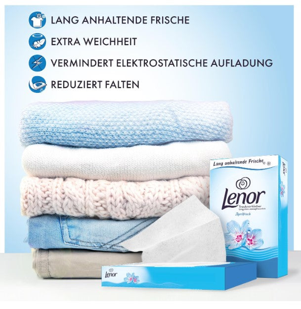 Lenor Waschmitteltücher 34 Stück Dryer Sheets April Fresh