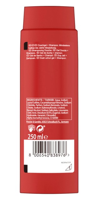 Old Spice Shampooing and Shower Gel 250ml 3-en-1 Original