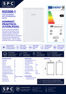 SPC Réfrigérateur avec compartiment congélateur, KS5508-1, blanc, 109 L, Classe C