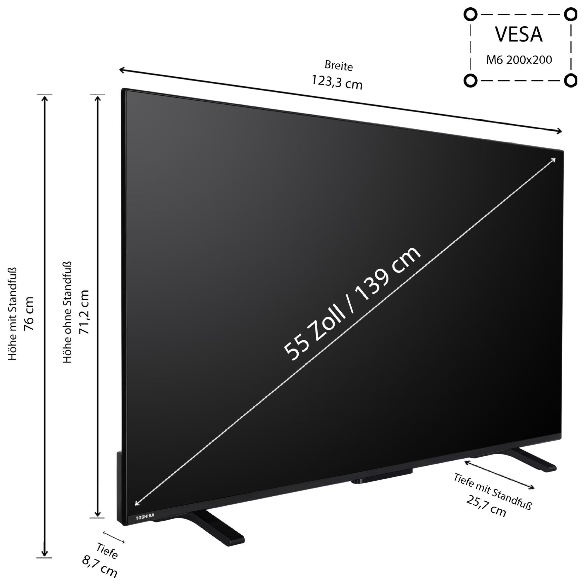 Toshiba TV 55 Zoll, 4K UHD, 55UV2363DAN