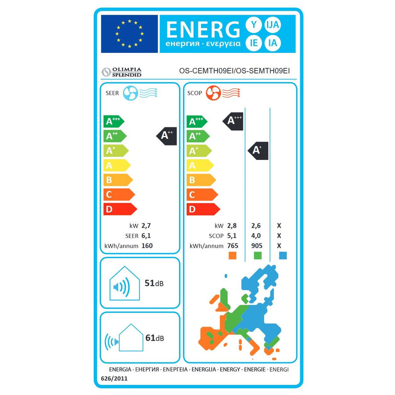 Olimpia Splendid Klimaanlage Monosplit-Wand MYSTRAL S1 E INVERTER 24