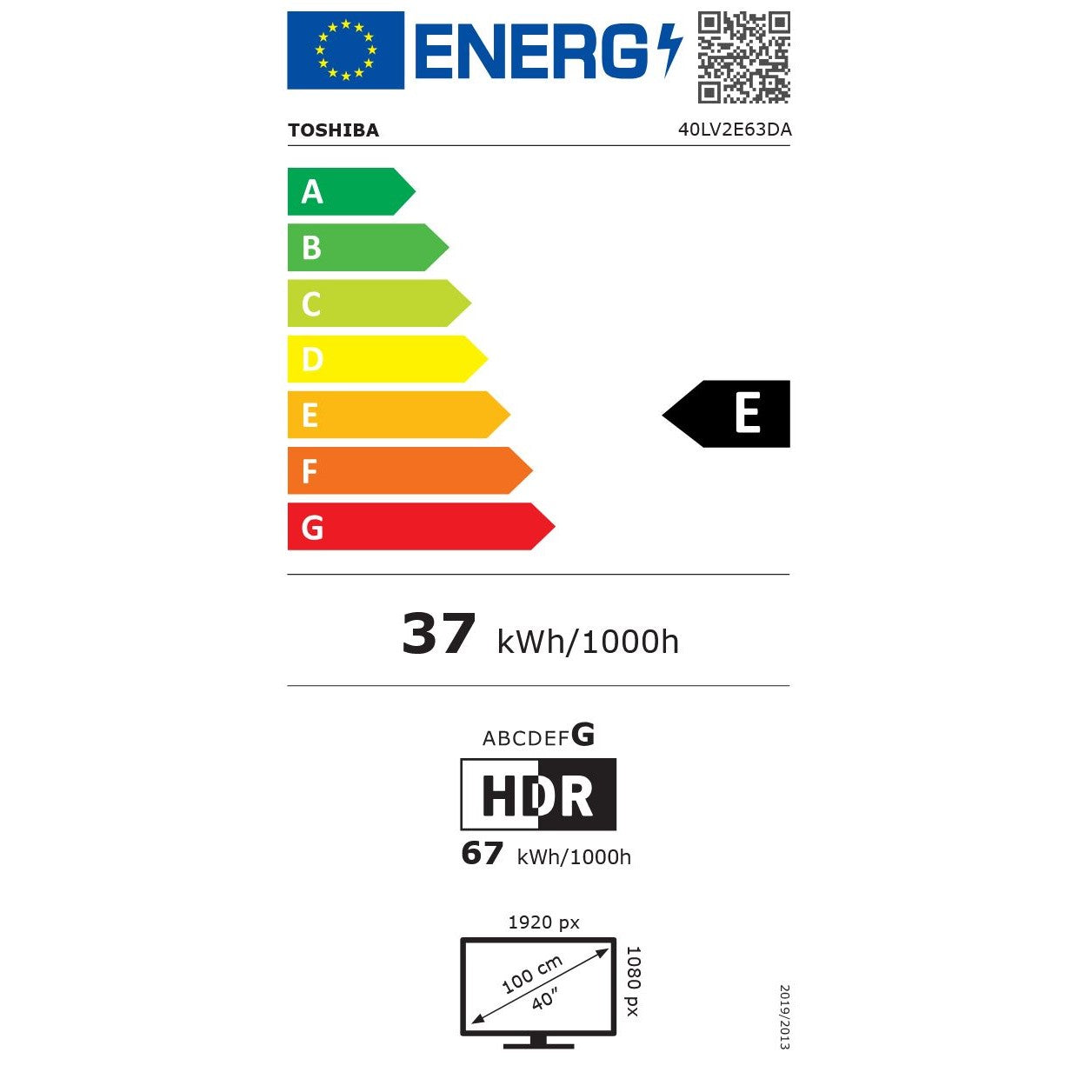 Toshiba TV 40 Zoll, Full HD, 40LV2E63DA