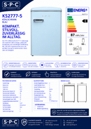 SPC Kühlschrank mit Gefrierfach, KS2777-5 blau