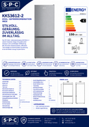 SPC Kühl- / Gefrierkombination KKS3612-2 INOX, 310 L, C-Klasse, NoFrost
