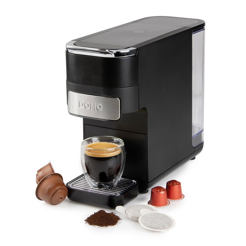 Domo Kaffeemaschine 4-in-1 für Nespresso und Dolce Gusto-Kapseln, ESE Pads und gem. Kaffee DO748K