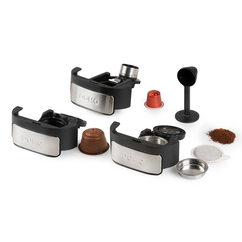 Domo Kaffeemaschine 4-in-1 für Nespresso und Dolce Gusto-Kapseln, ESE Pads und gem. Kaffee DO748K