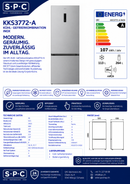 SPC Kühl- / Gefrierkombination KKS3772-A INOX-LOOK, 377 Liter
