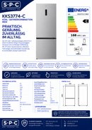 SPC Kühl- / Gefrierkombination KKS3774-C INOX-LOOK, 377 Liter