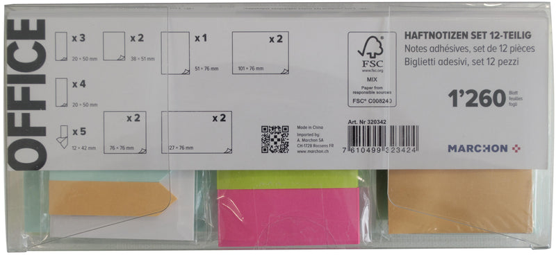 Office Büro / Papeterie Haftnotizen-Set 12-teilig 1260 Blatt
