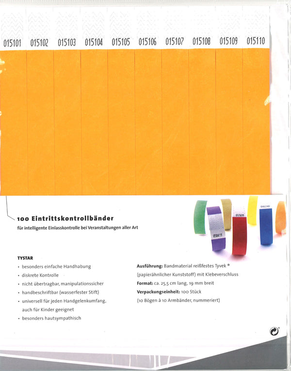 Tystar Identkontroller Tystar neon-orange 100 Stk