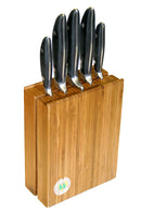 Black knife block bamboo + 5 knives pom