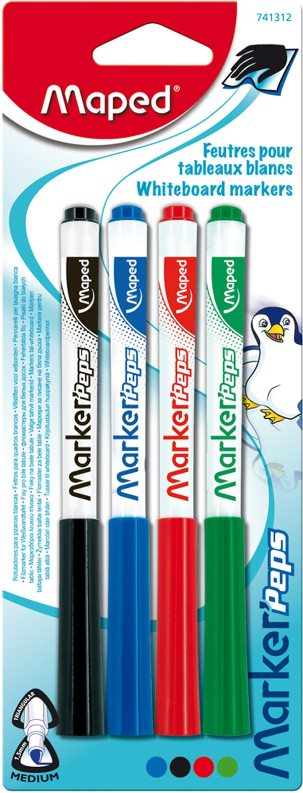 Maped Büro / Papeterie Whiteboard Marker 1.50mm, 4 Stück (Rot/Grün/Schwarz/Blau)