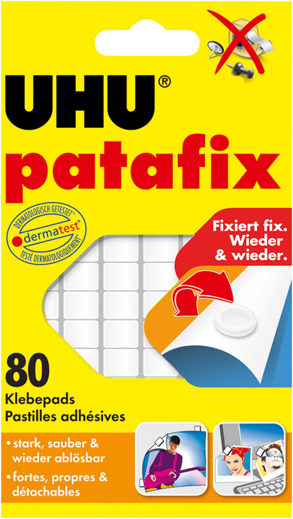 Uhu Fotokleber + Posterkleber Patafix Weiss 80Pads