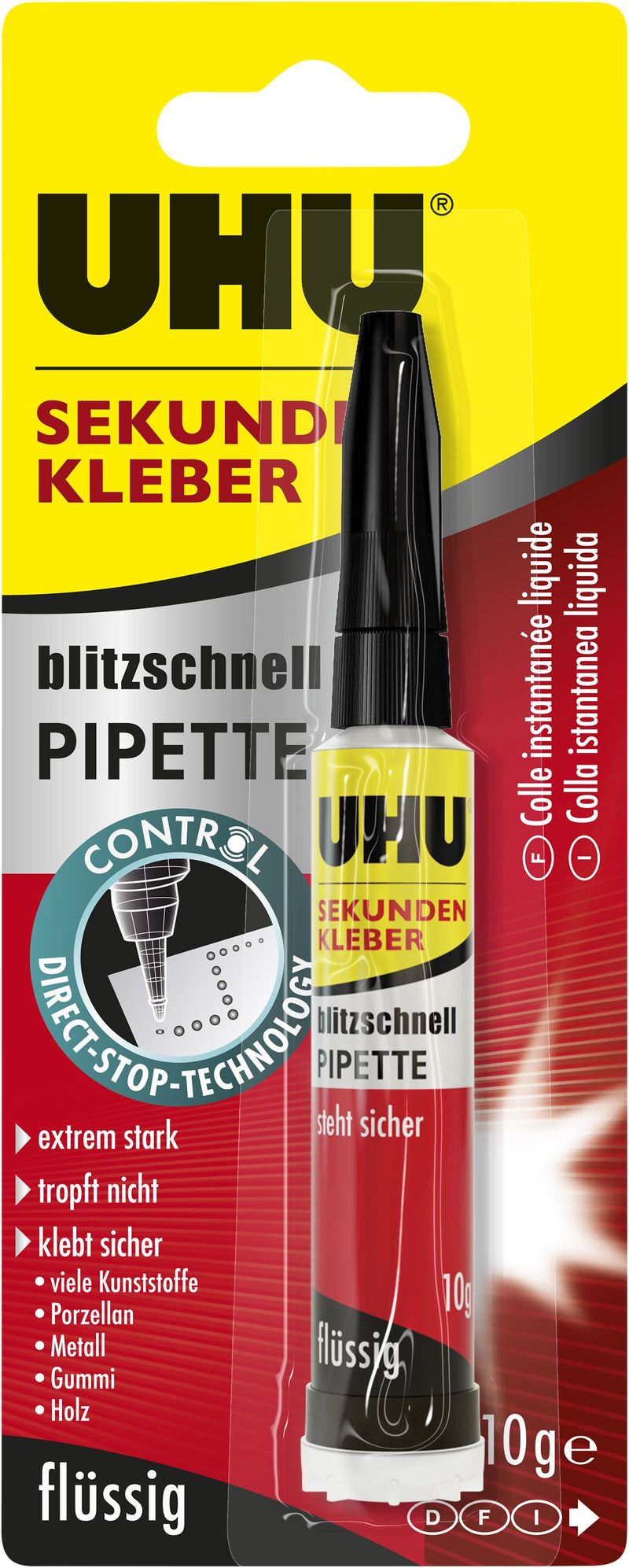 Uhu Klebstoff Sekundenkl.Blitzsch.Pipette 10G Blister