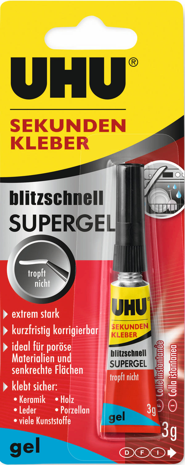 Uhu Klebstoff Sekundenkl.Blitzsch. Gel 3G Tube Blister