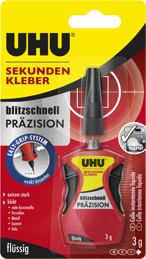 Uhu Klebstoff Sekundenkleber blitzschnell Präzision flüssig