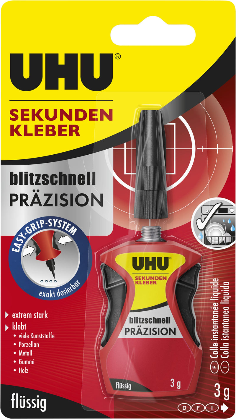 Uhu Klebstoff Sekundenkleber blitzschnell Präzision flüssig