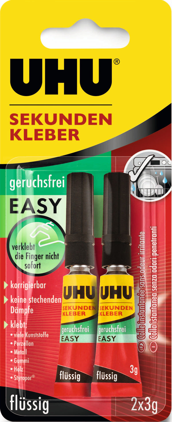 UHU Sekundenkleber Sekunden Alleskleber EASY 2x 3g