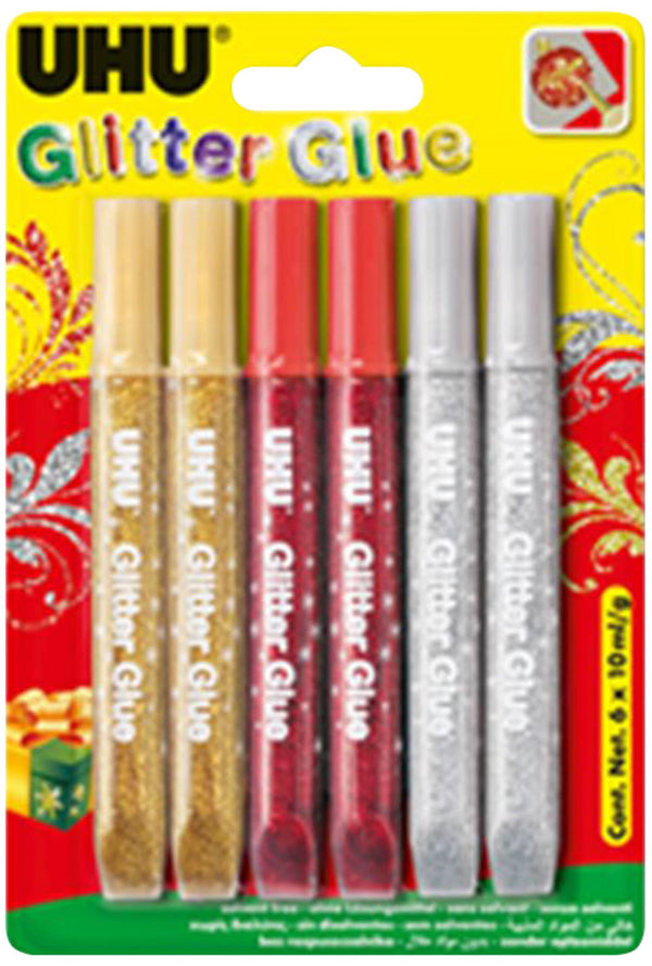 UHU Glitzerstifte Glitter Glue 6x 10ml