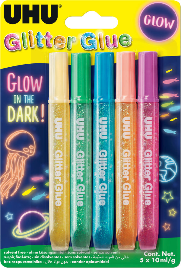 UHU Glitzerstifte Glitter Glue Glow 5x10ml