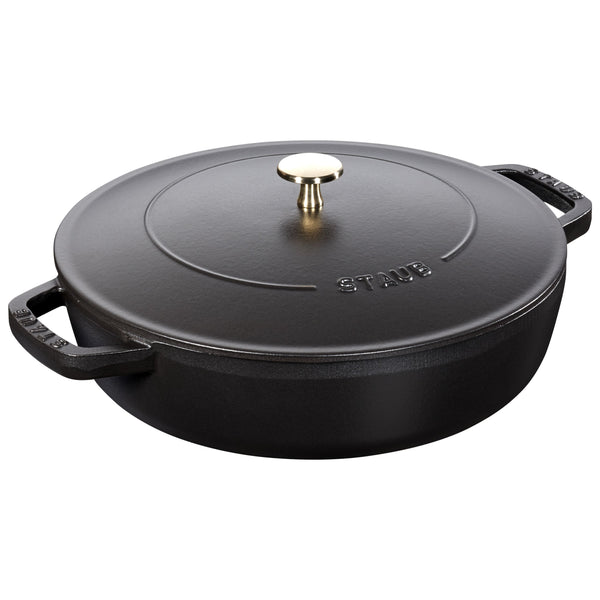 Dust Pfanne cast iron roaster with Chistera Drop-Structure 28cm, black