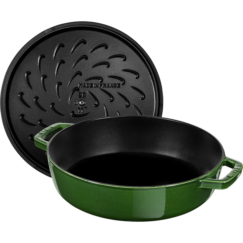 Dust pans cast iron roaster with Chistera Drop-Structure 24cm, basil-green