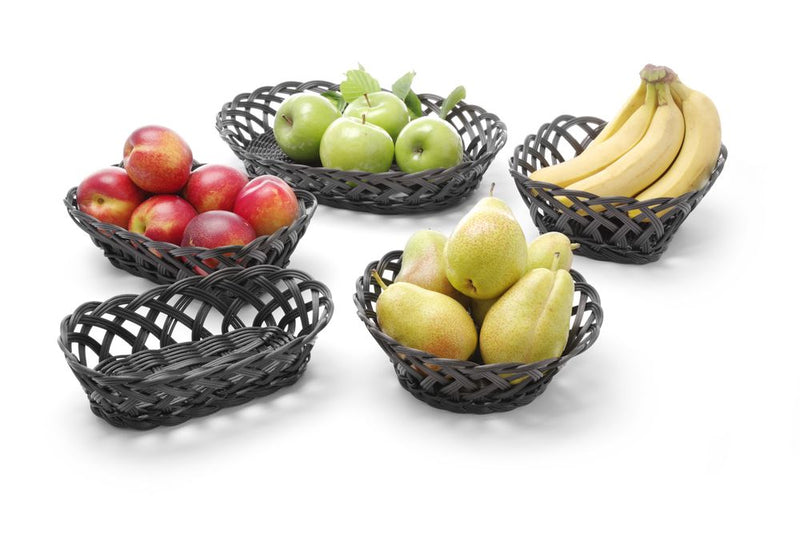 Hendi bread basket woven edge oval black
