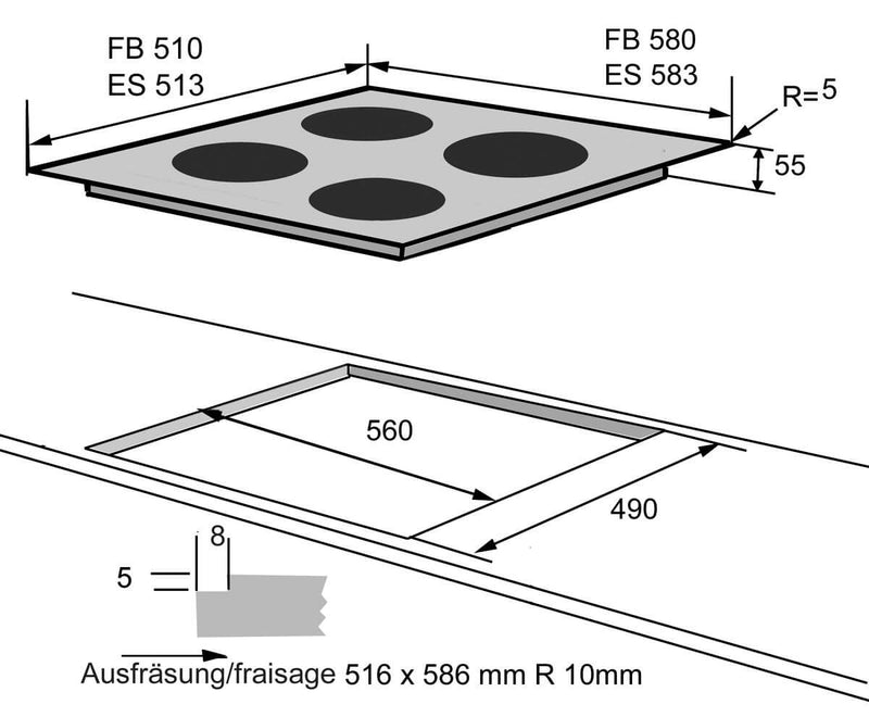 Fors Hob Glass Ceramic, Highlight - HC 641 ES, 58 cm