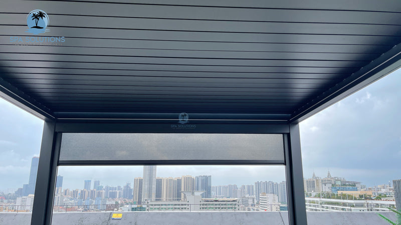 SPA Solutions Sky Pergola Skymotion Led Aluminum Pergola 3m x 4m motorized wall mounting 3M