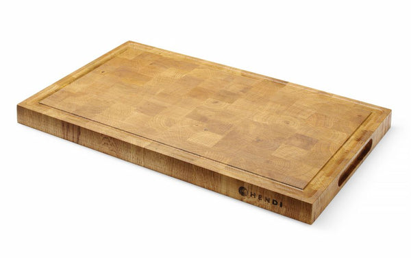 HENDI Servierbrett aus Eichenholz Hirnholz 325x265x30mm