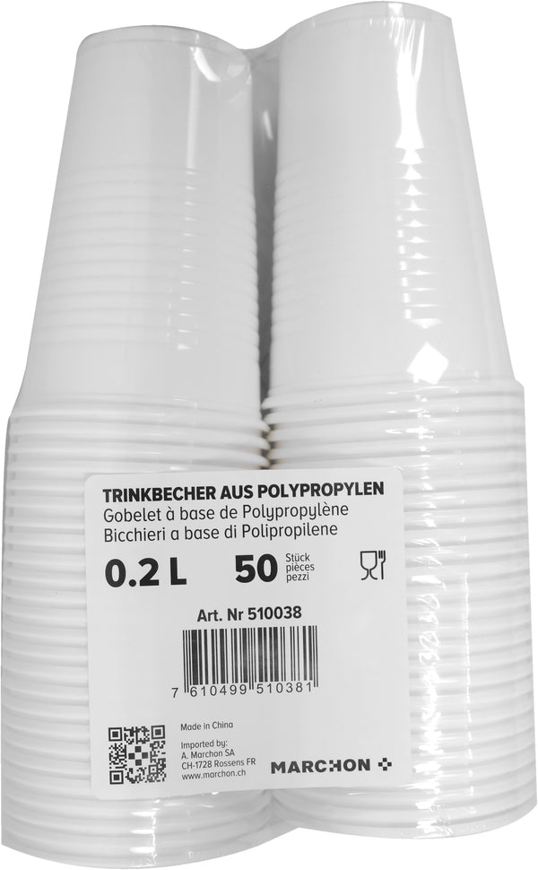 No Name Plastikbecher weiss 2dl 2x25 Stück