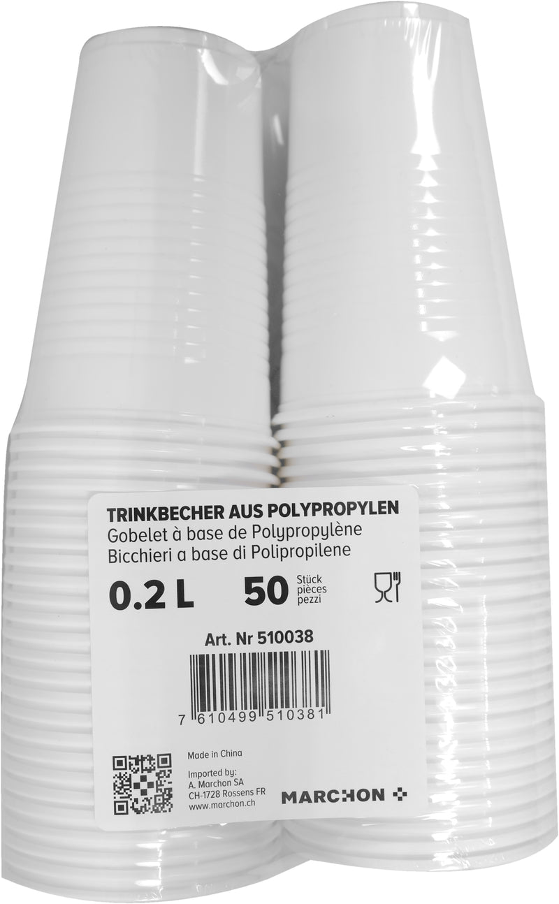 No Name Plastikbecher weiss 2dl 2x25 Stück