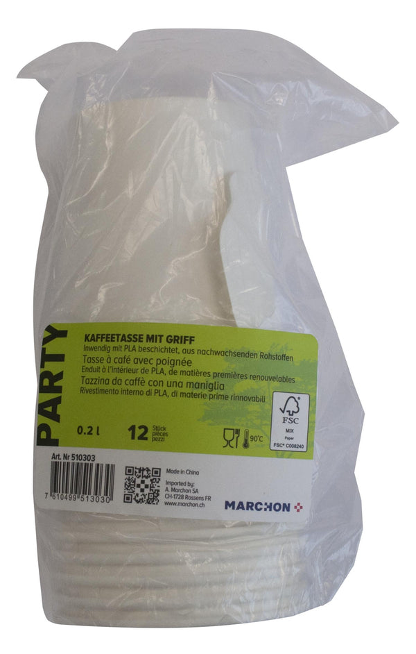 PARTY Kaffeebecher mit Henkel Papier 12 Stück