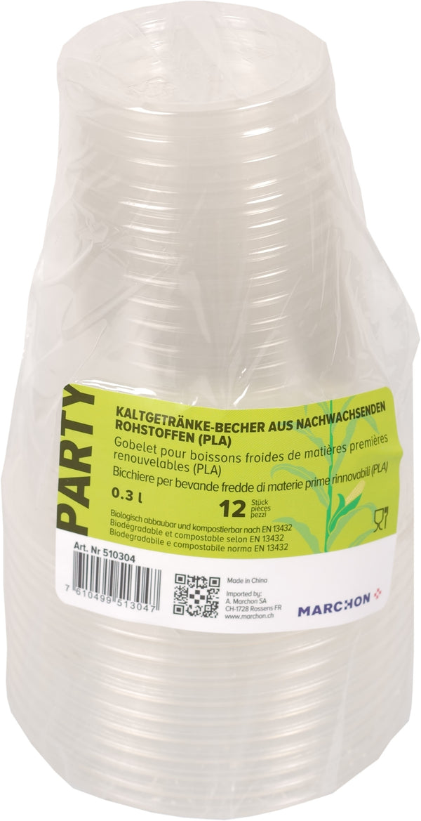 PARTY Trinkbecher 3 dl Bio PLA 12 Stück