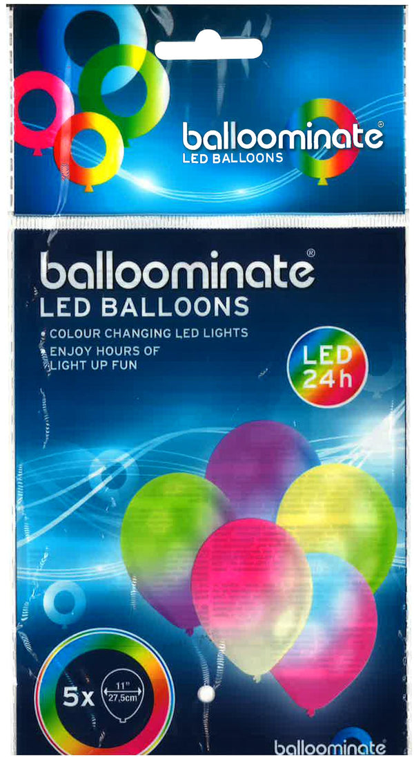 Riethmüller Ballon LED Ballons bunt 27.5 cm 5 Stück