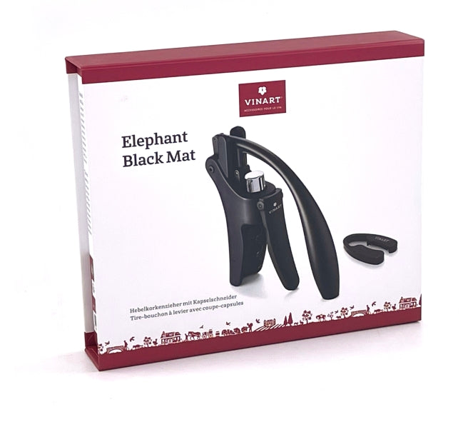 Vinart Korkenzieher ELEPHANT Hebelkorkenzieher schwarz matt mit Kapselschneider